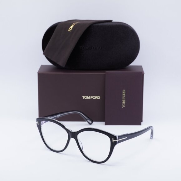 Tom Ford FT5954-B 003 Cat Eye Eyeglasses 54mm - Black/Crystal - Picture 7 of 10